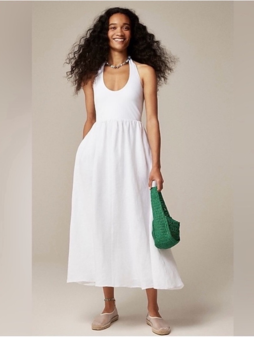 J Crew Halter Mixy Dress White Linen S - Picture 9 of 9